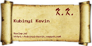 Kubinyi Kevin névjegykártya