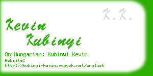 kevin kubinyi business card